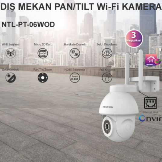 Neutron Ntl-pt-06wod-3mp Dış Mekan Pan/tilt Wi-fi Kamera