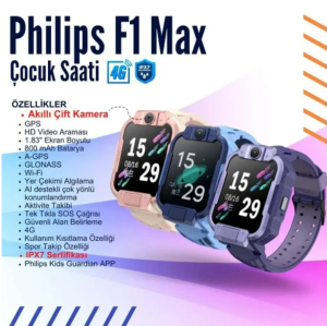 Philips F1 Max Akıllı Çocuk Saati Mavi (Çift Kameralıdır)